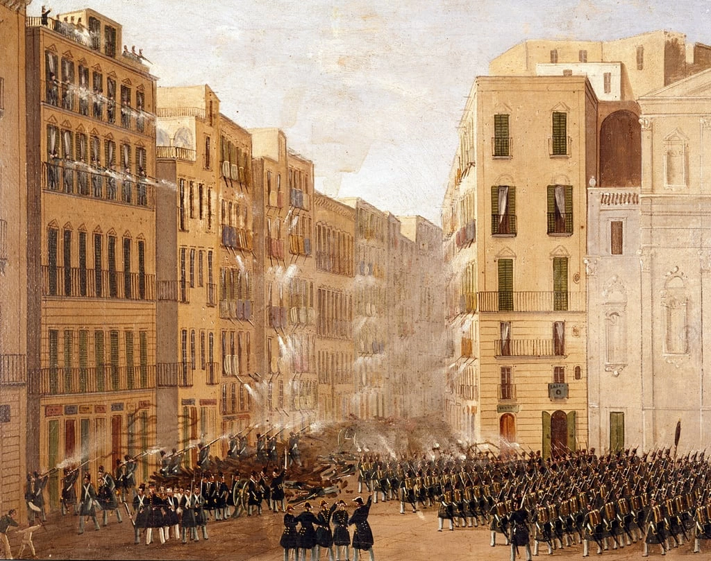 L'esercito borbonico reagisce contro le insurrezioni a Napoli nel maggio 1848 - Museo di Sa Martino, Napoli, dettaglio